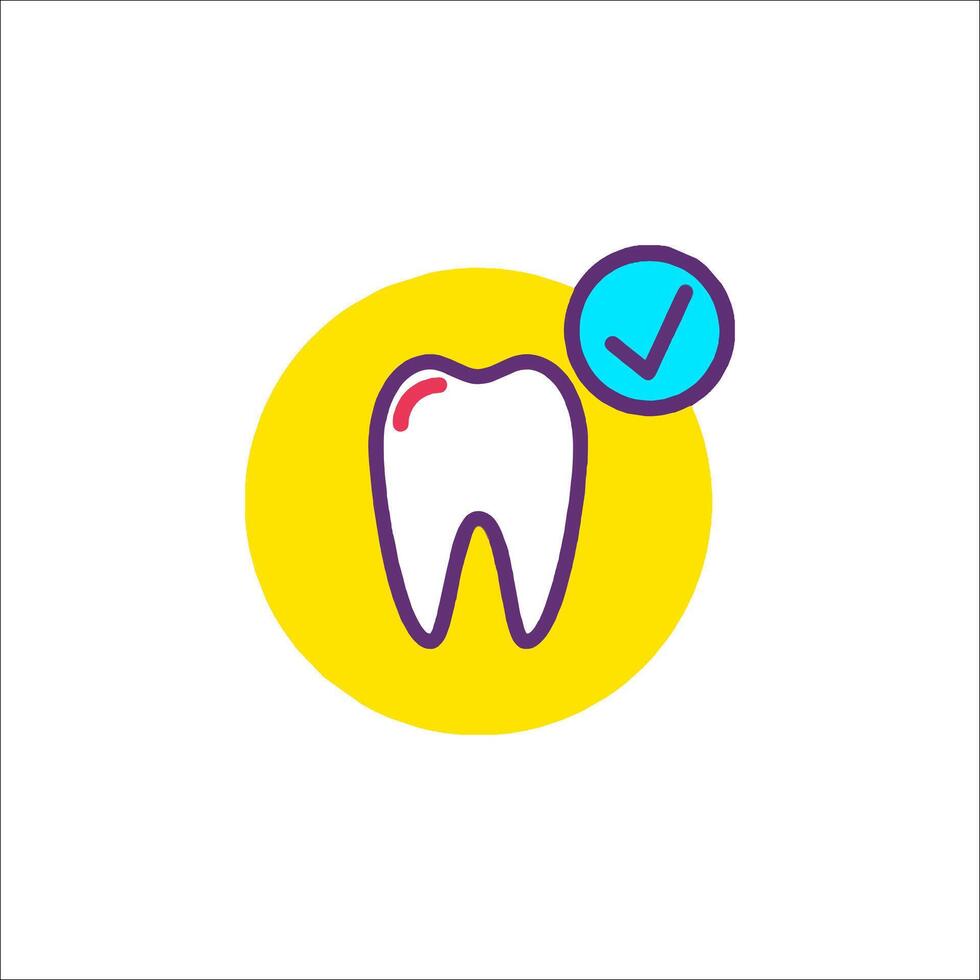 A tooth with a tick on it and a check mark vector