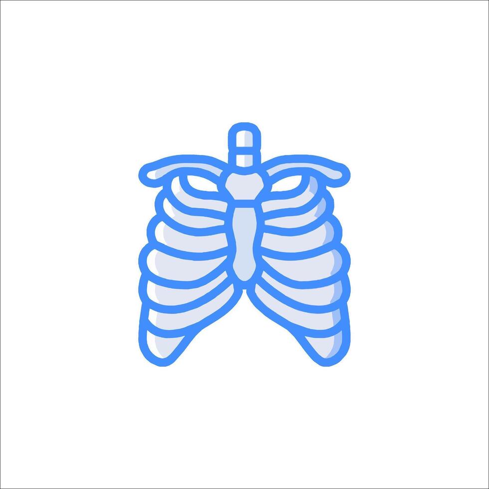 The lungs are shown in a blue line icon vector