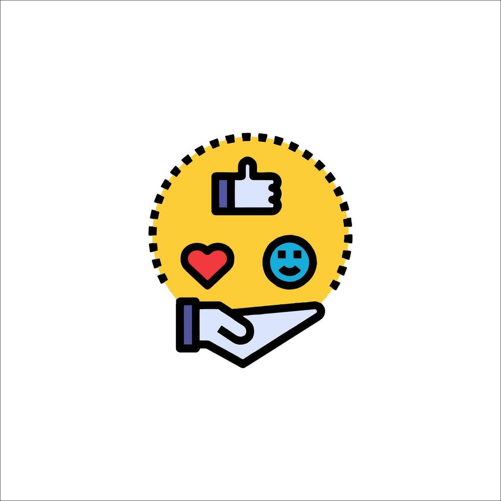 A hand holding a heart and a smiley face vector