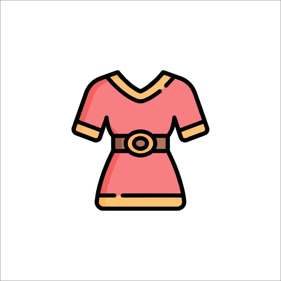 A pink dress with a belt on it vector