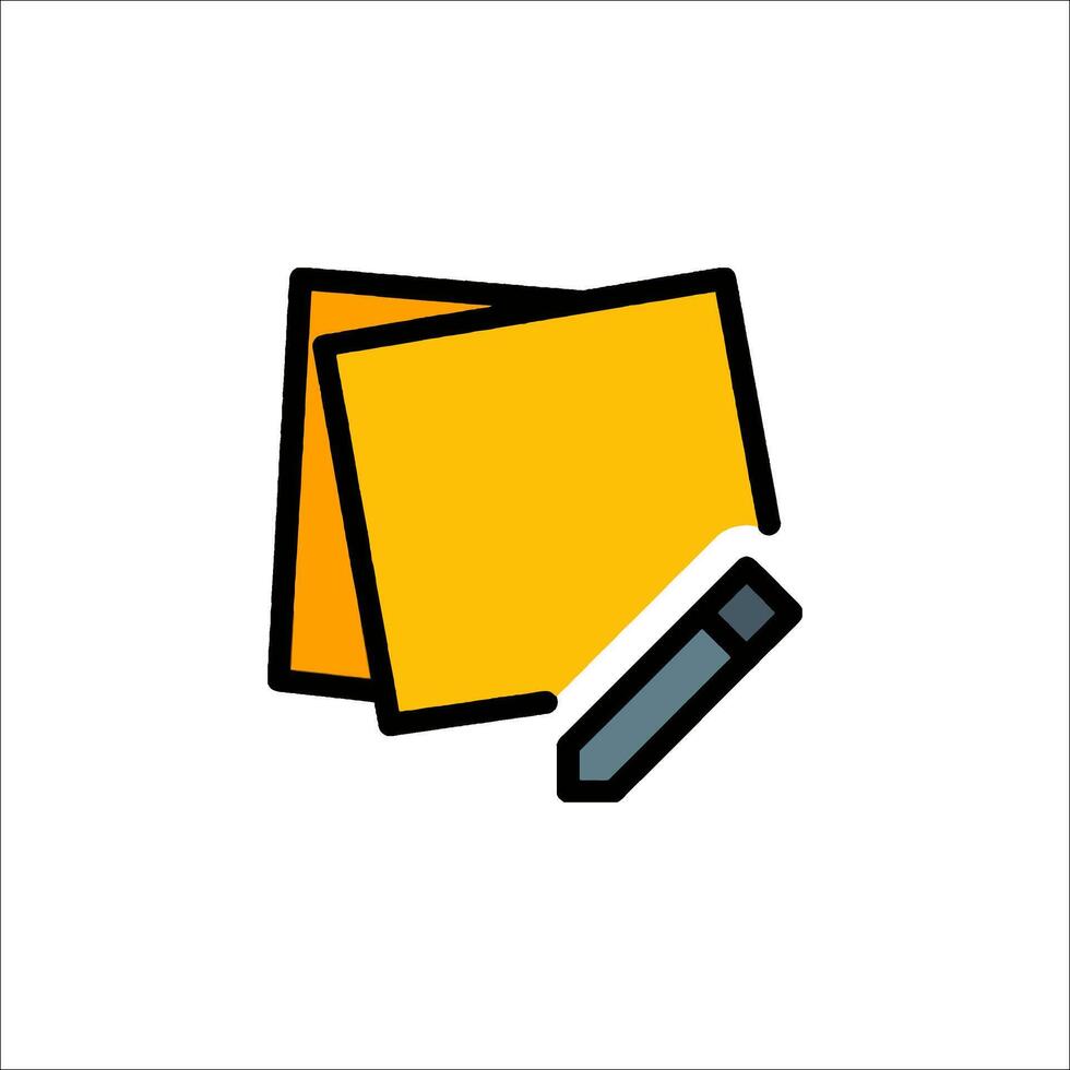 A yellow sticky note and a pen icon vector