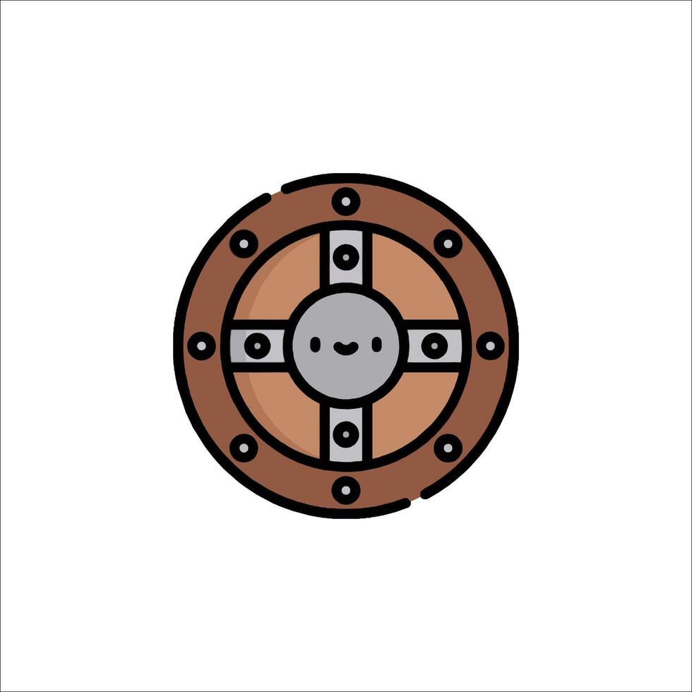 A cartoon character in a shield icon vector