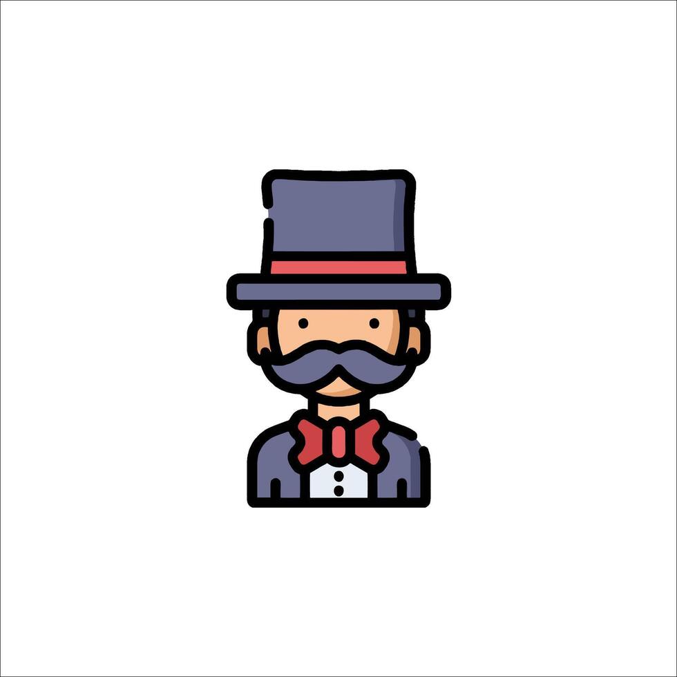 A man with a mustache and a top hat vector