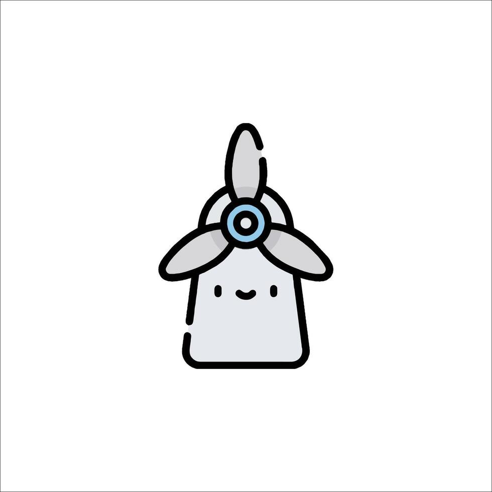 A cartoon windmill icon with a blue eye vector