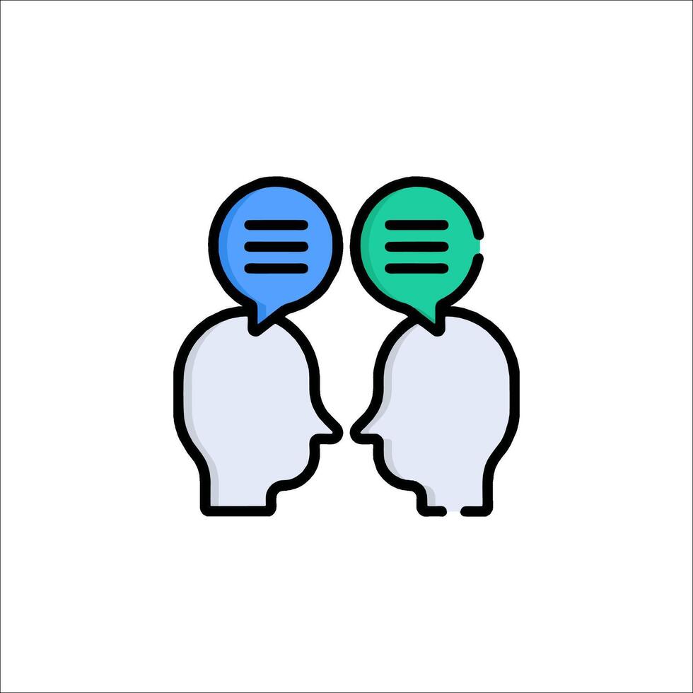Two people talking with speech bubbles on their heads vector