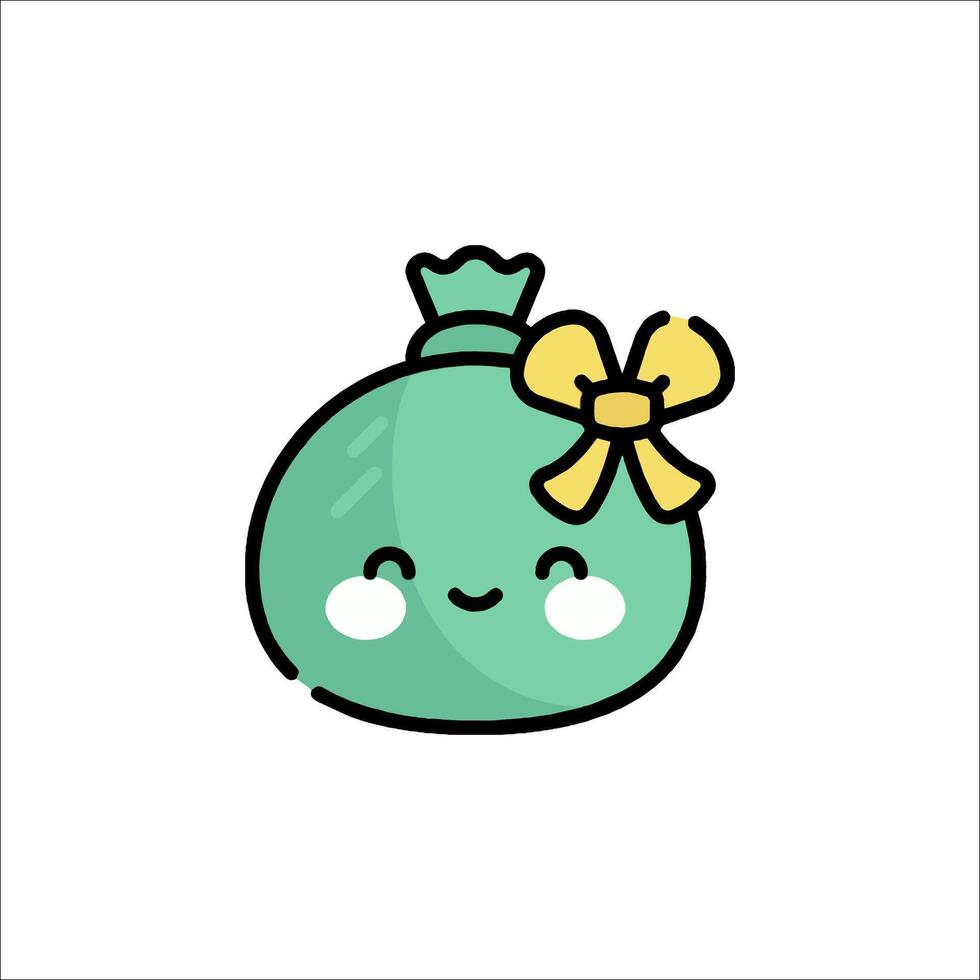 A cute green bag with a bow on it vector