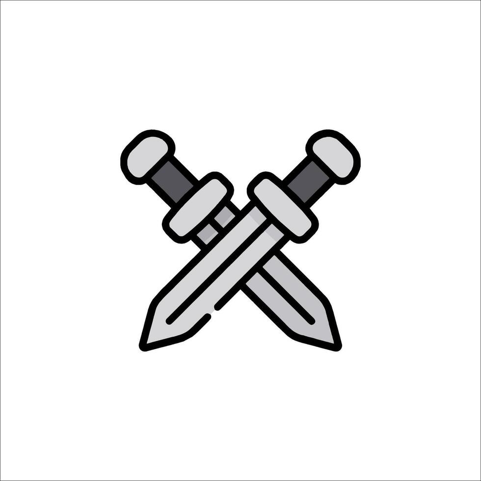 Two crossed swords icon on white background vector