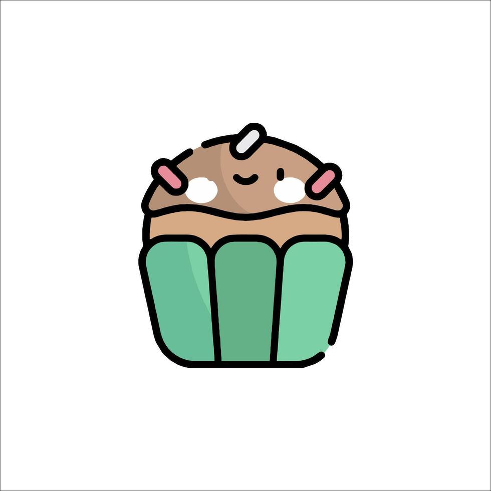 A cupcake icon with a green icing vector