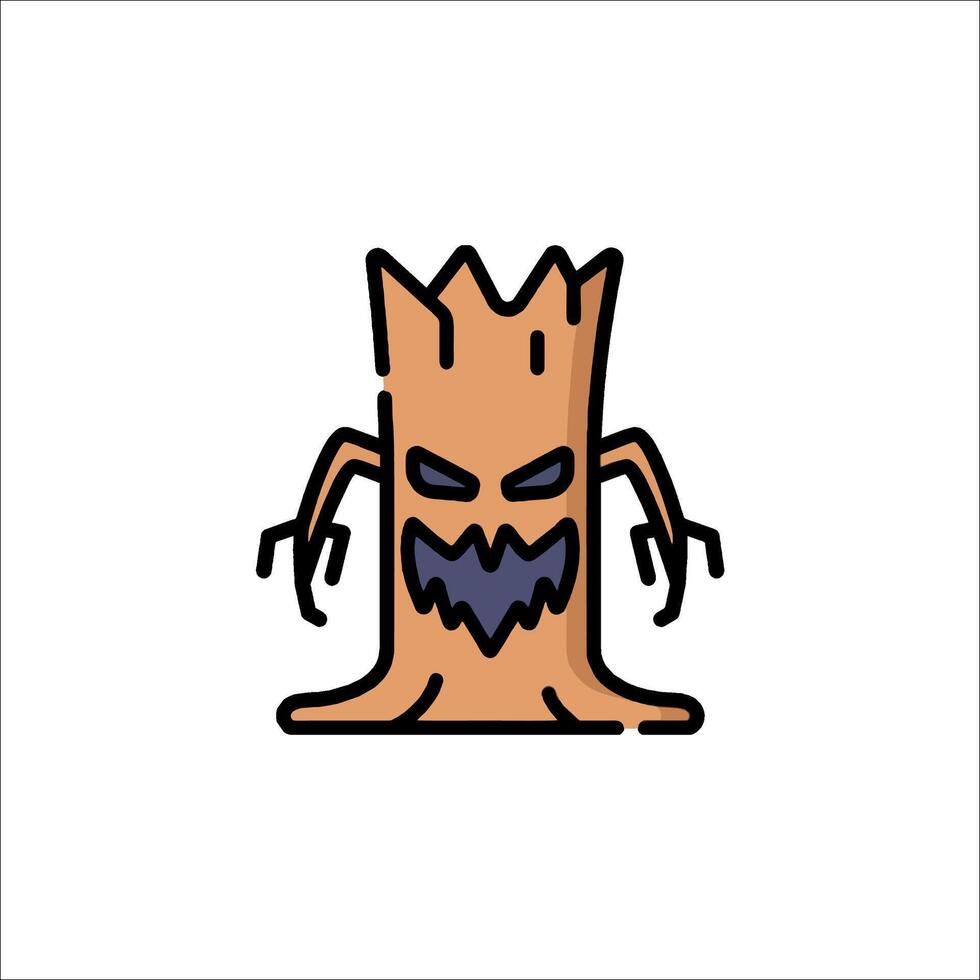A cartoon tree with a face and a scary face vector