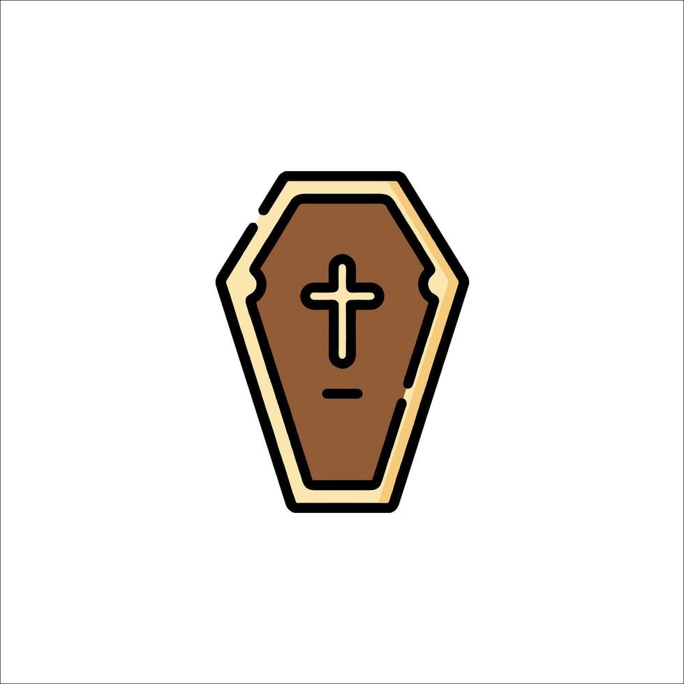 A coffin icon with a cross on top vector