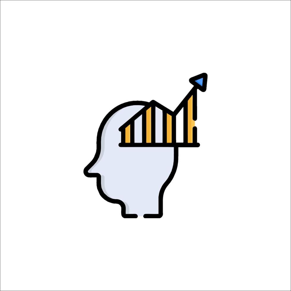 A person's head with a graph on it vector