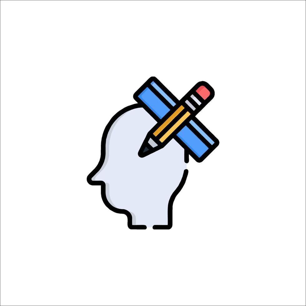 A person's head with a pencil in it vector