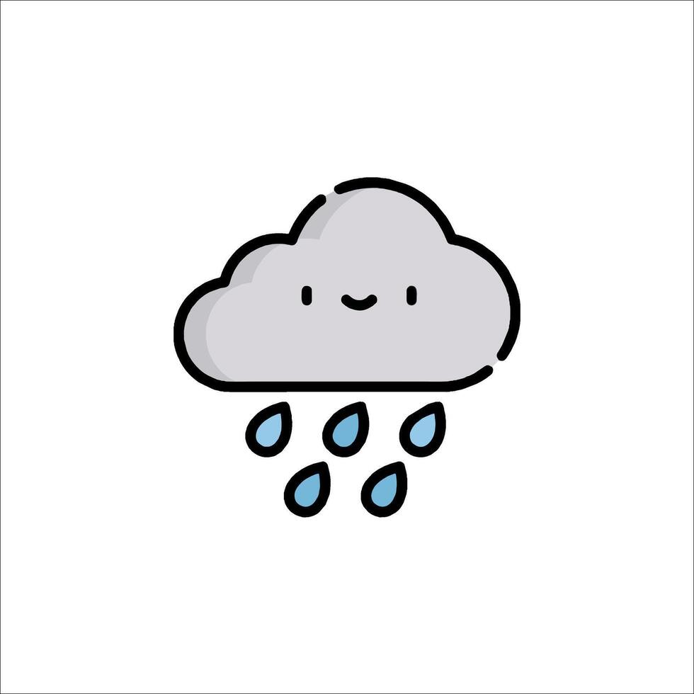 A cartoon cloud with rain drops on it vector