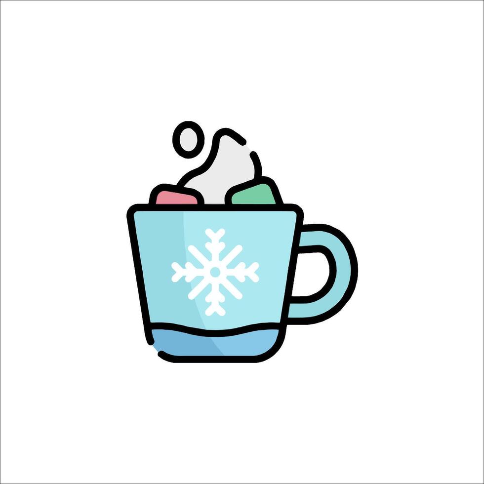 A cup of hot chocolate with a snowflake on top vector