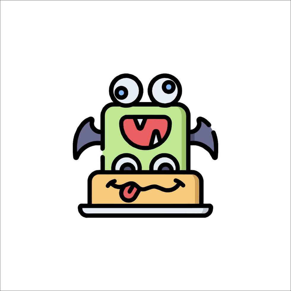 A cartoon monster with a cake on top vector
