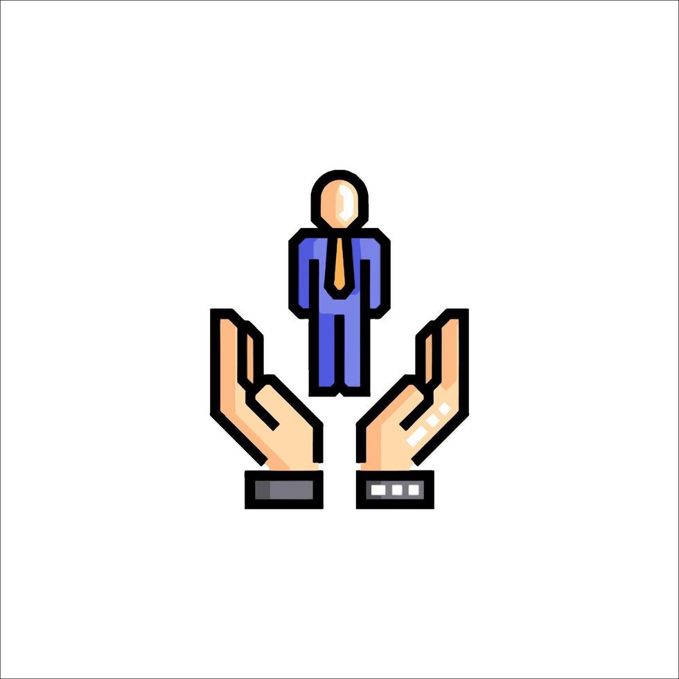 A man holding hands with a tie icon vector