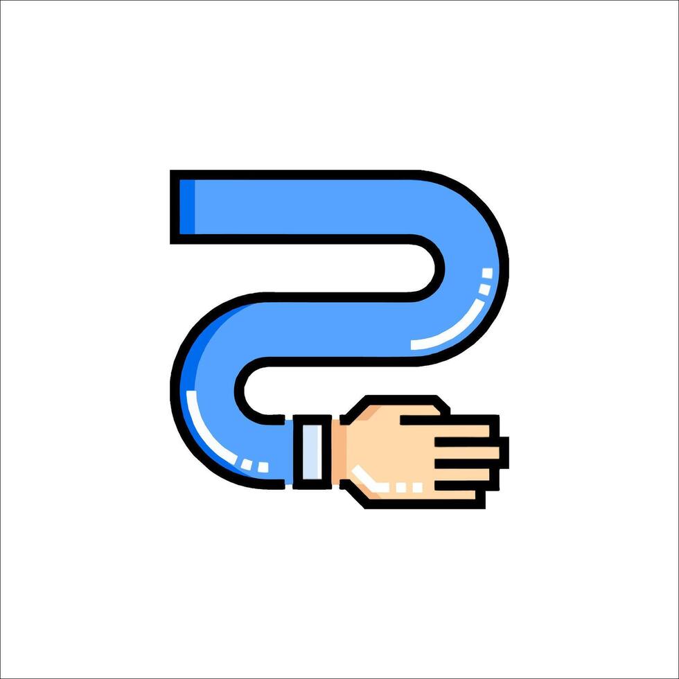 A hand holding a letter s icon vector