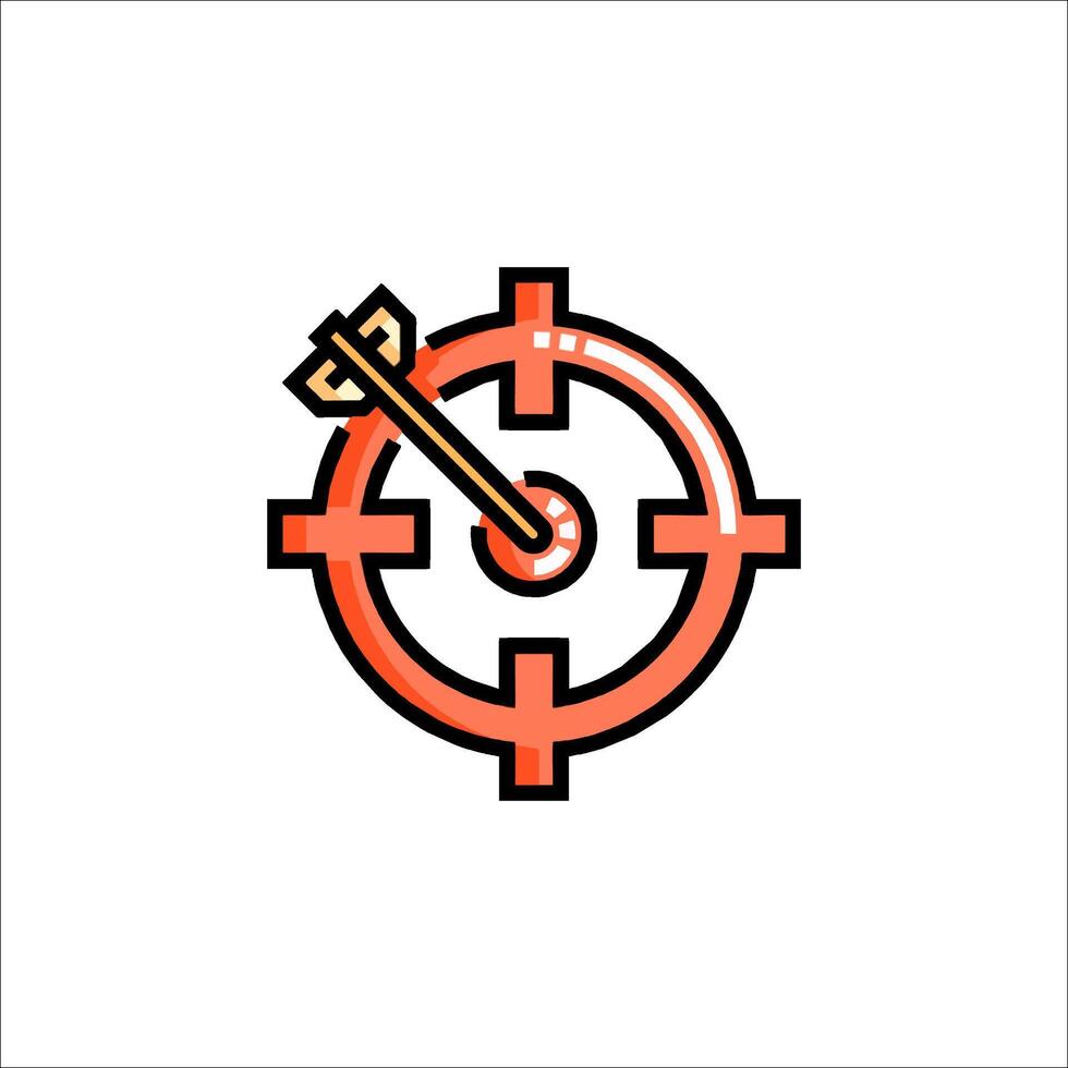 A red and orange arrow in the center of a cross vector