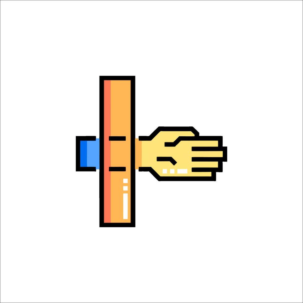 A pixel art illustration of a hand holding a tool vector