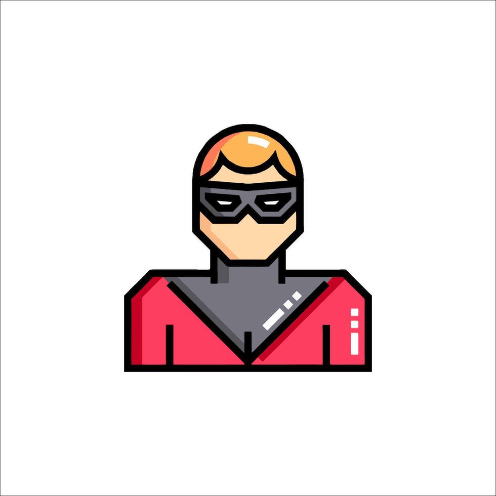 A man in a red shirt and black mask vector