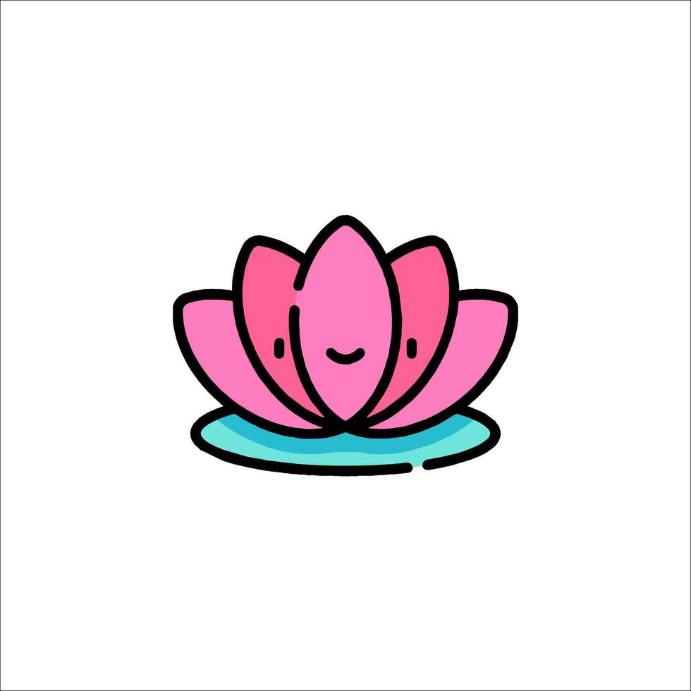 A pink lotus flower with a smile on it vector