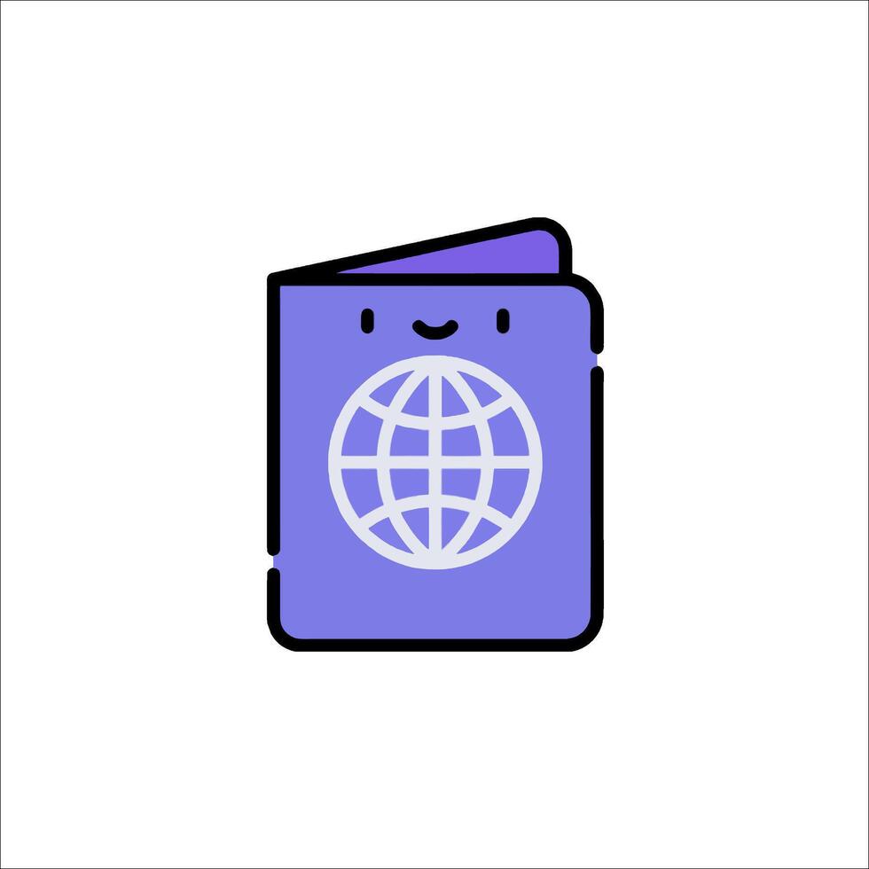 A purple passport with a globe on it vector