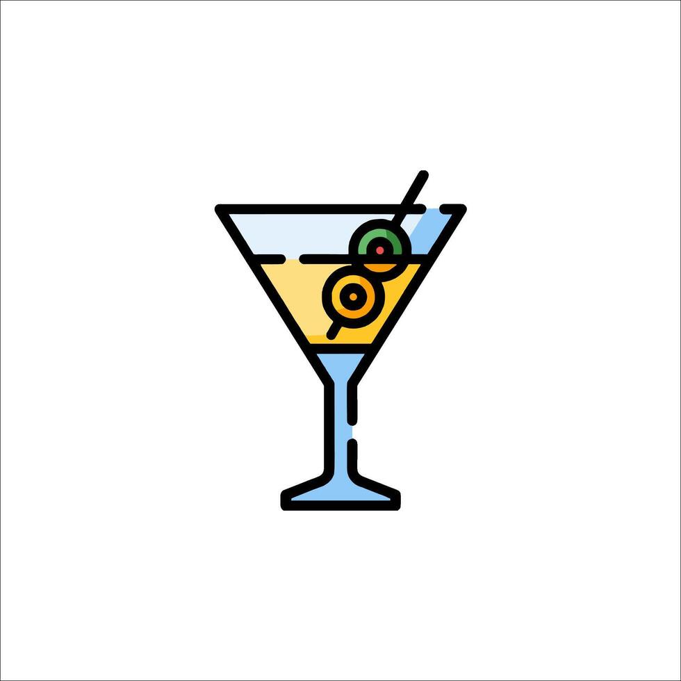 A martini with olives on the rim vector