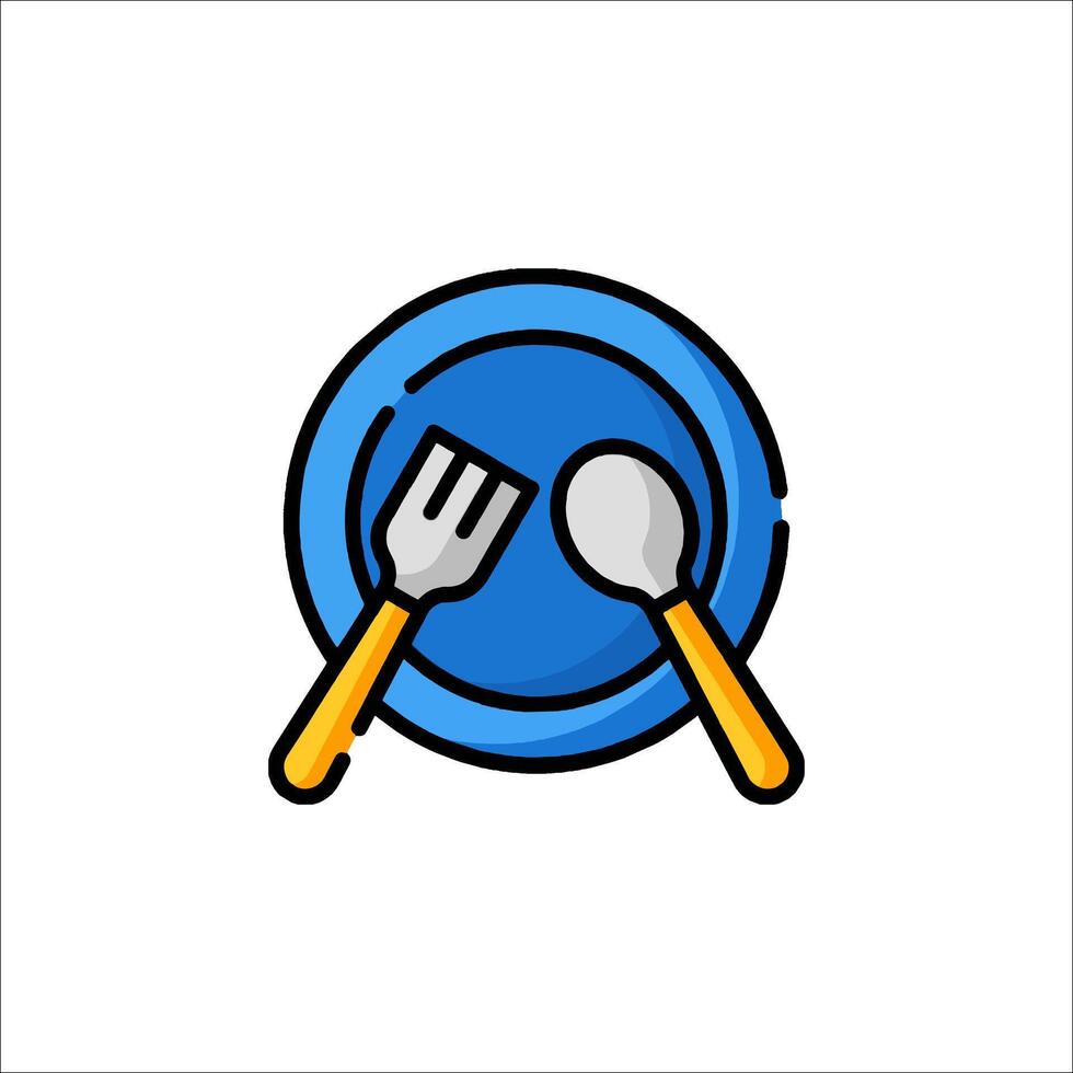 Plate and fork icon illustration vector