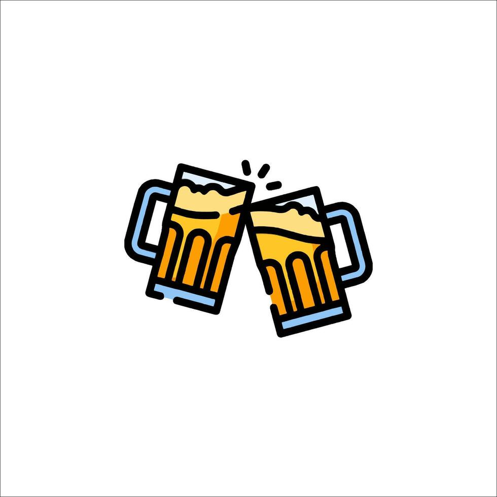 Two mugs of beer are toasting on a white background vector