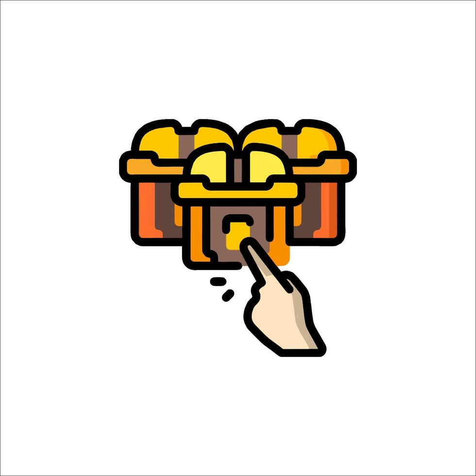 A hand pointing to a basket of food vector