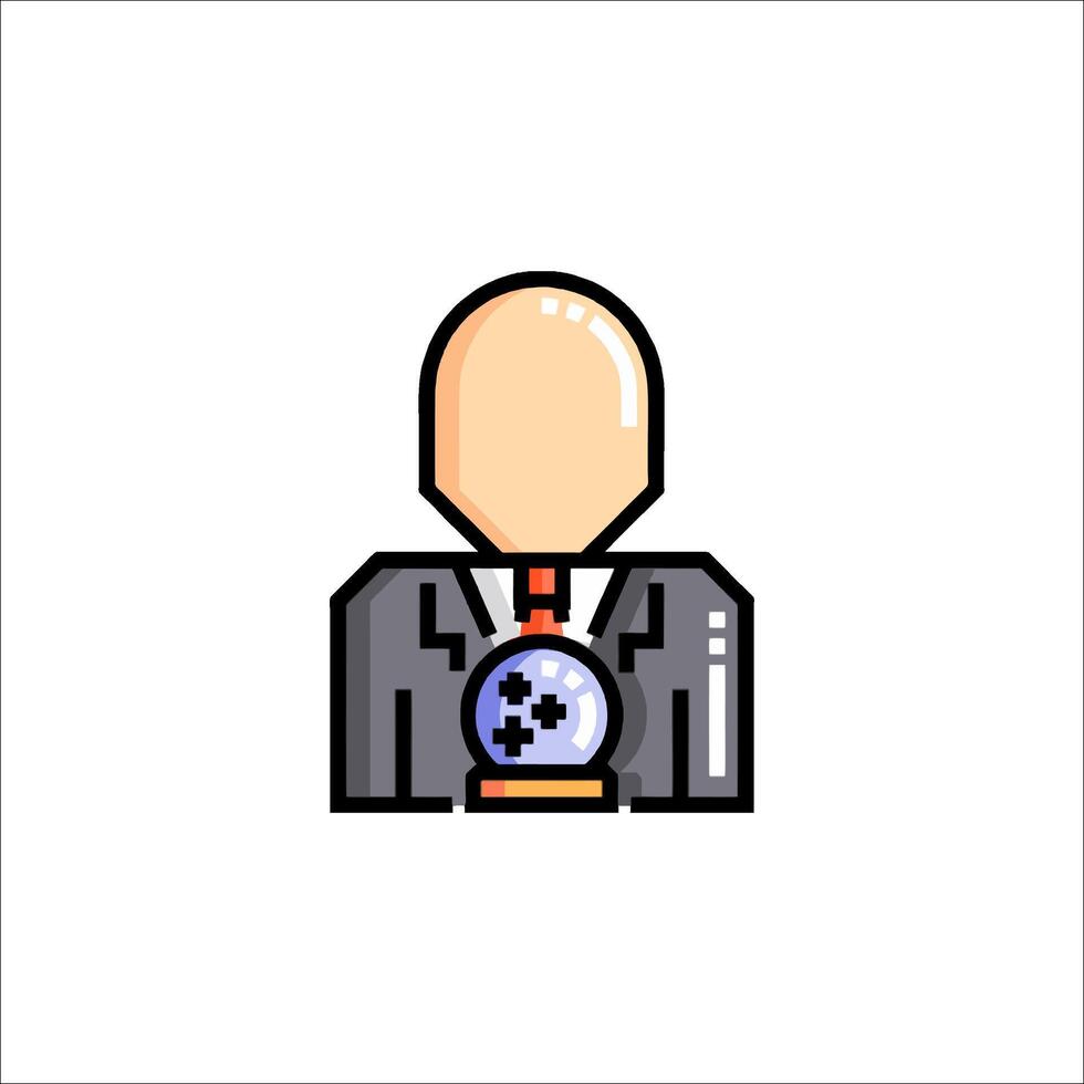 A man in a suit holding a globe icon vector
