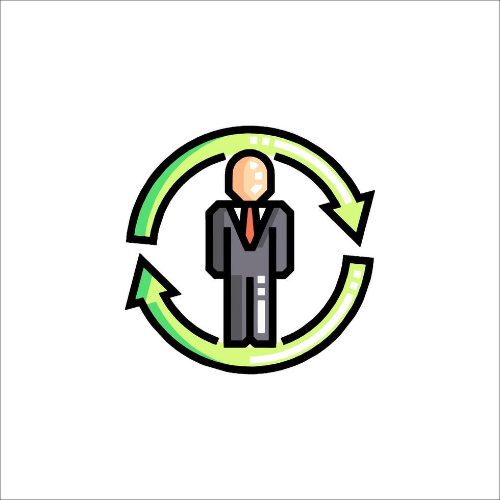 Businessman in a circle with arrows and arrows vector