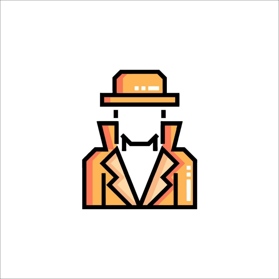 A man in a hat and coat icon vector