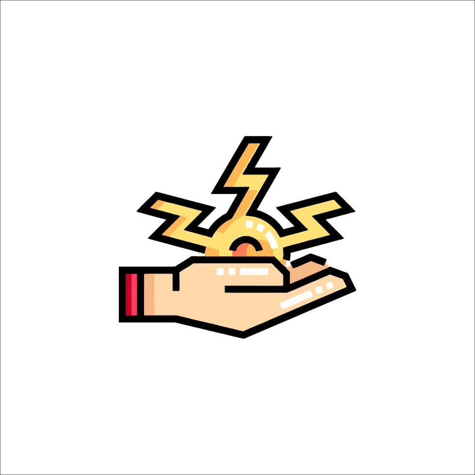 A hand holding a lightning bolt icon vector