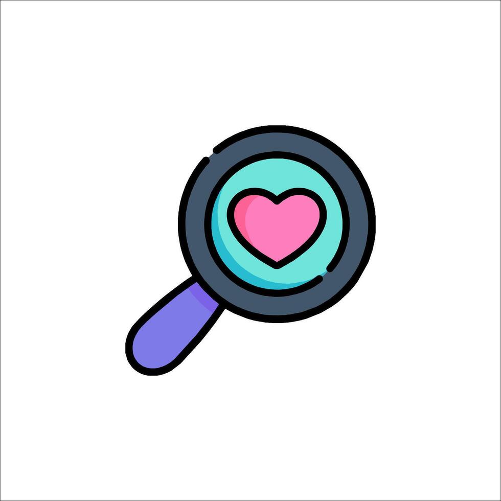 Magnifying heart icon illustration vector