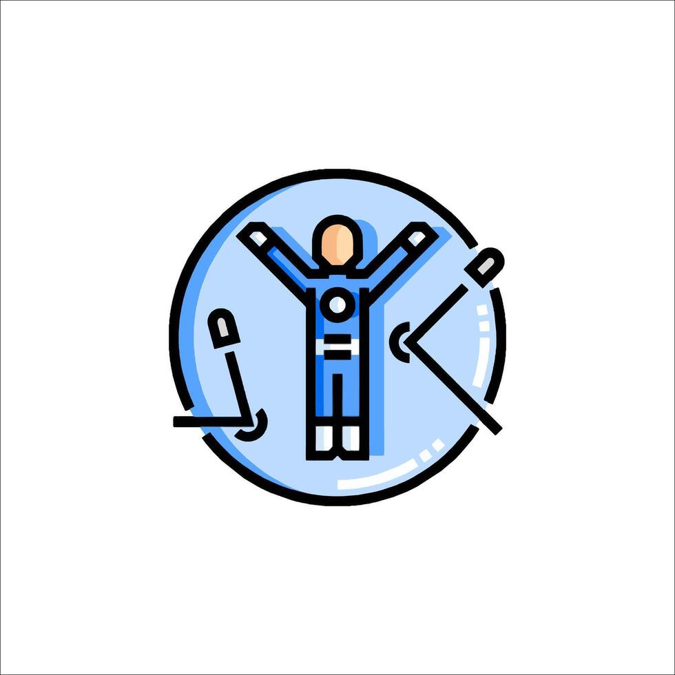 A man in a space suit is holding up his hands vector