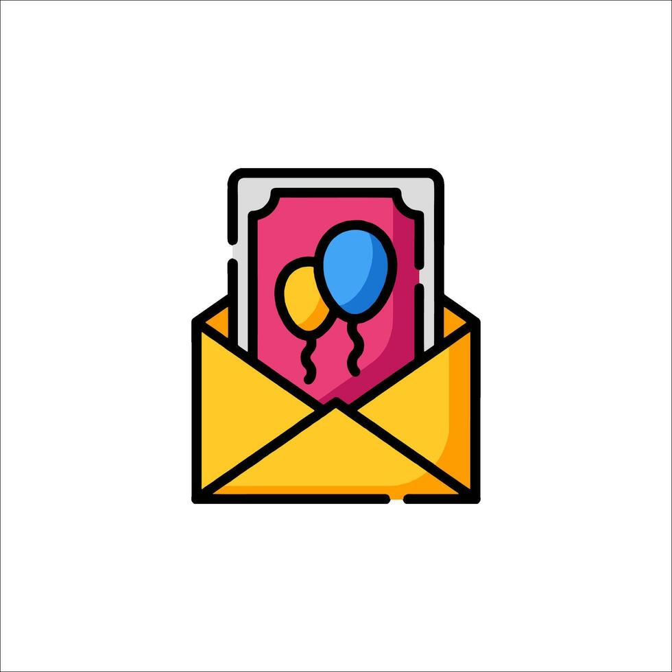 An envelope with balloons and a birthday card vector