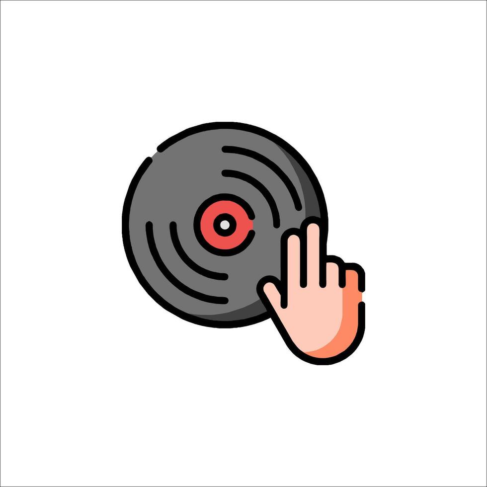 A hand holding a vinyl record icon vector