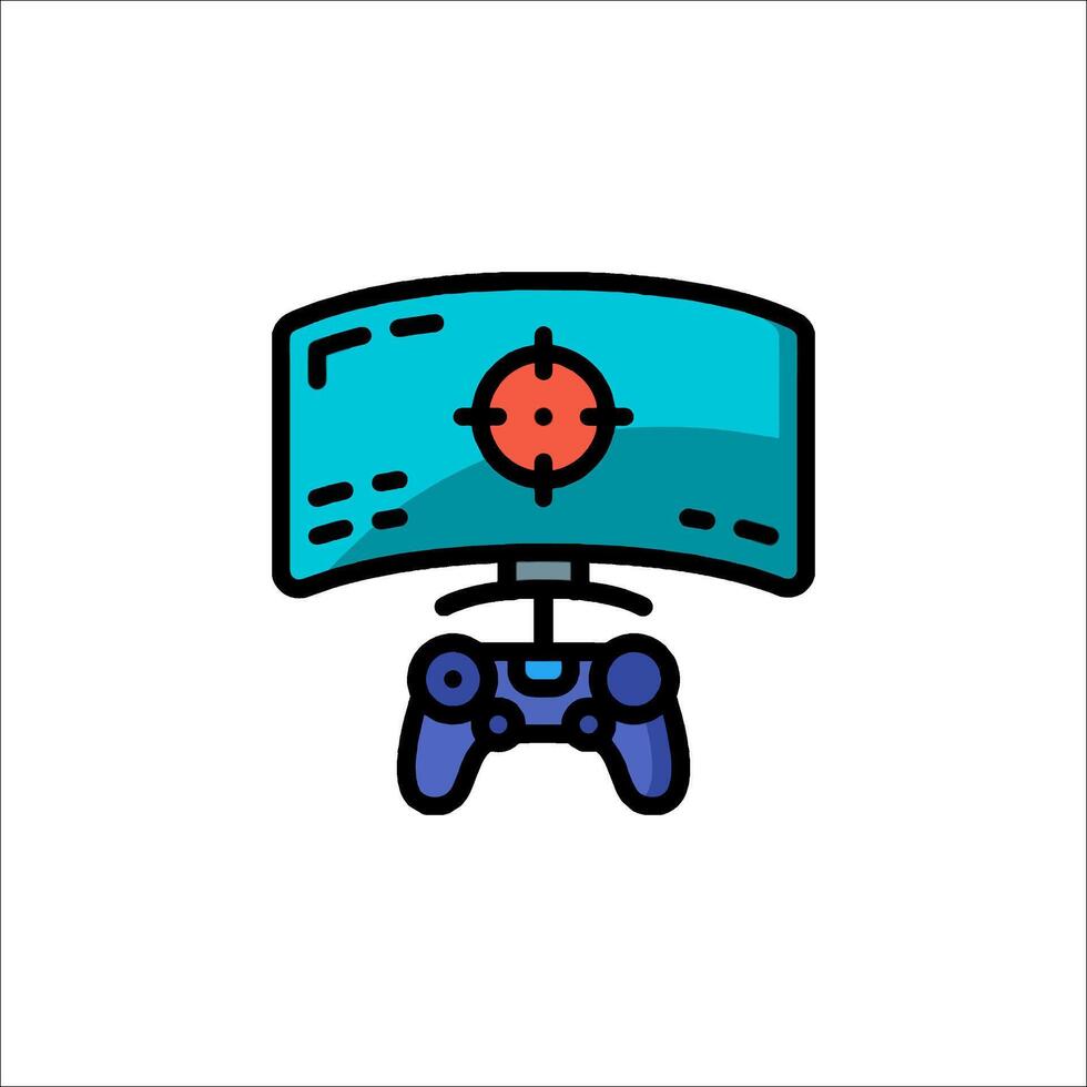 A game controller and monitor on a white background vector