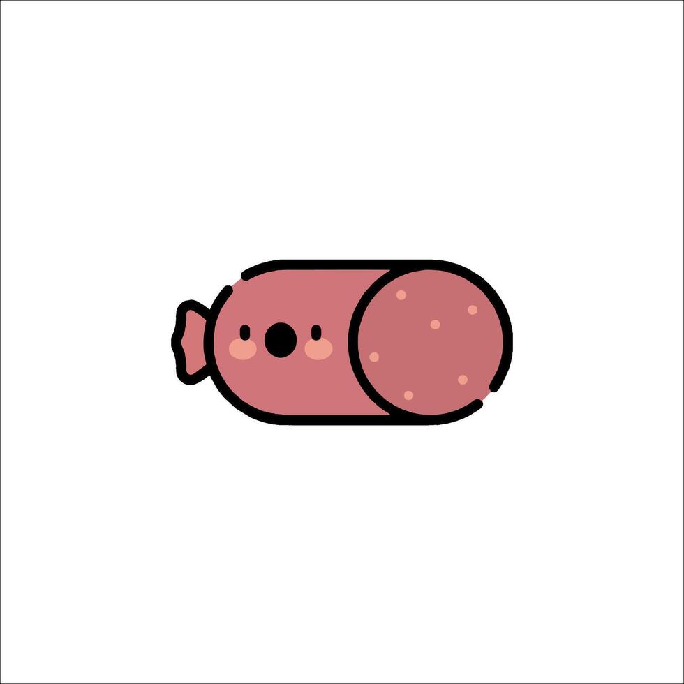 A cartoon sausage with a face on it vector
