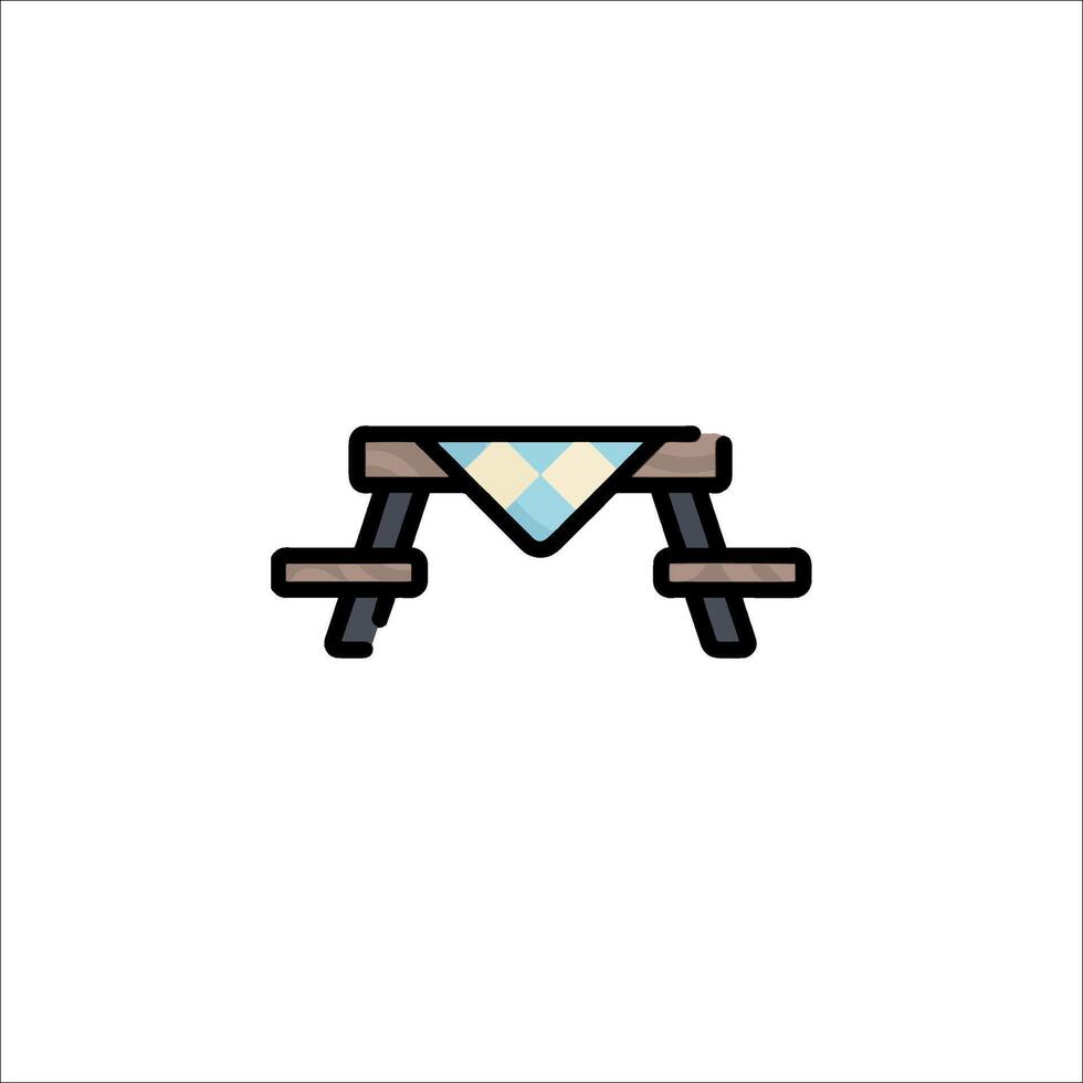 A picnic table with a blanket on it vector