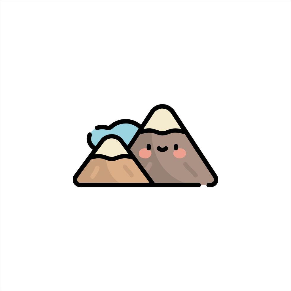 A cute mountain with a smiley face on it vector