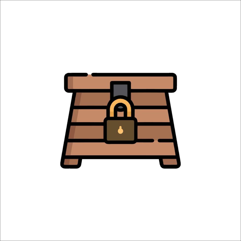 A wooden chest with a padlock on it vector