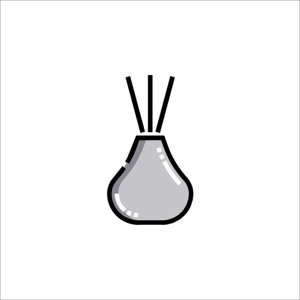 A black and white illustration of a vase with sticks vector