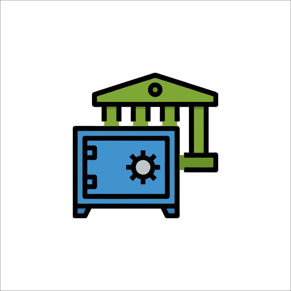 A bank box with a green and blue icon vector