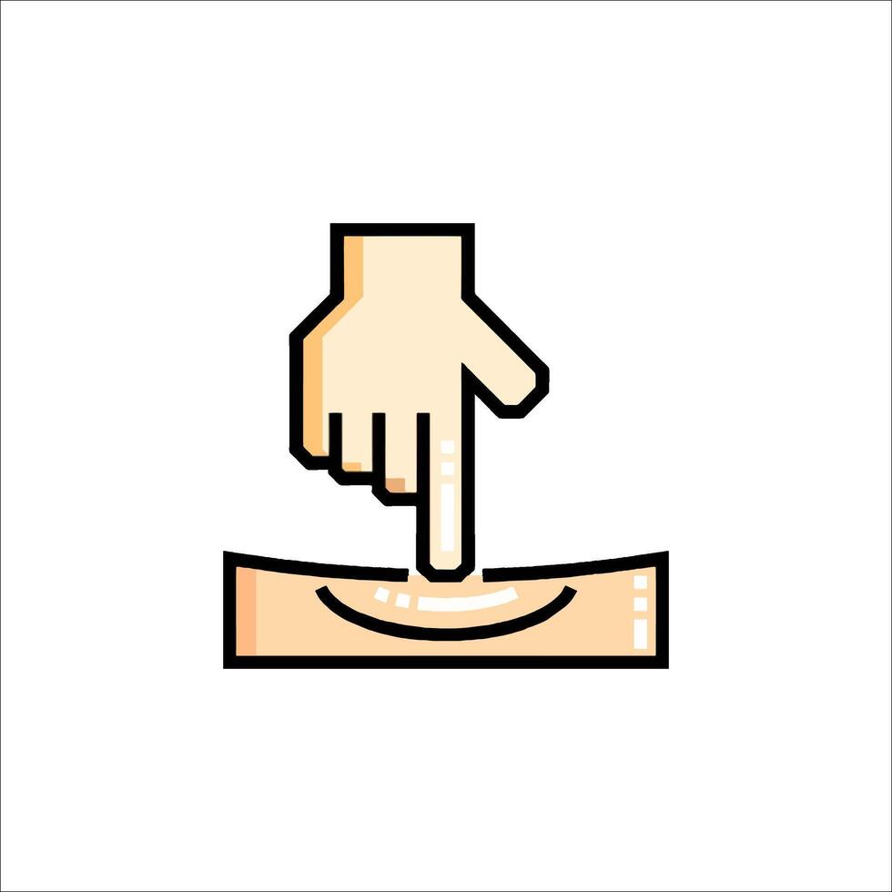 A hand pressing a button on a piece of paper vector