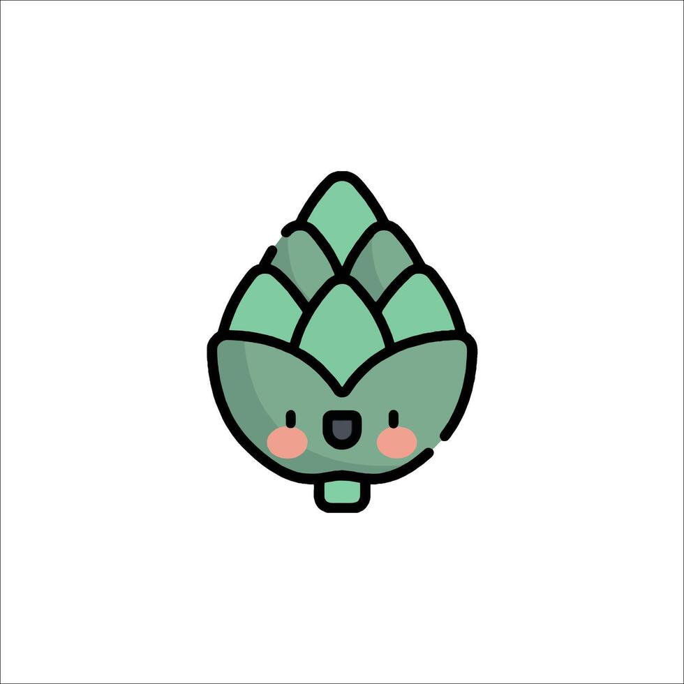 A cute green artichoke icon vector