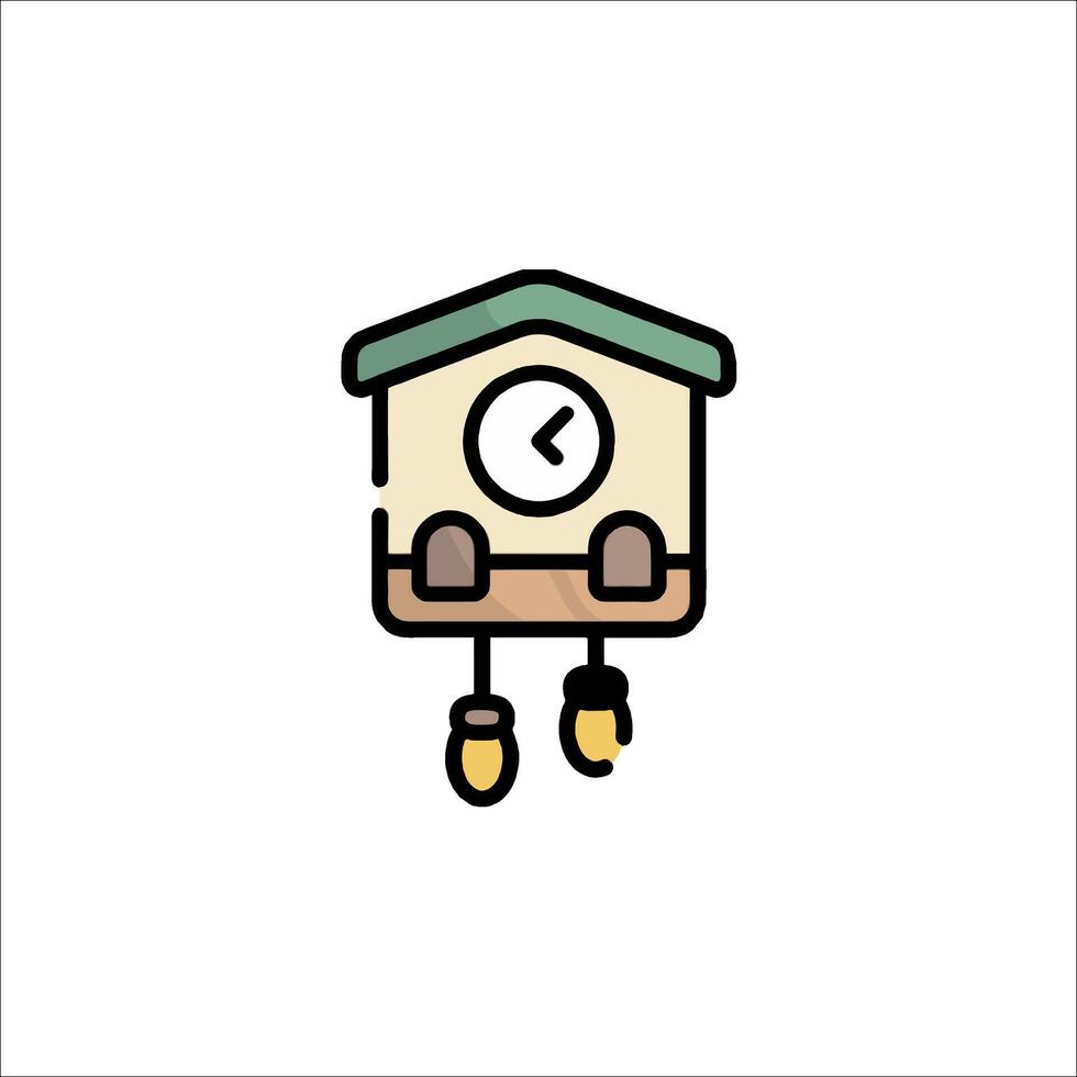 A cuckoo clock icon with a clock on it vector