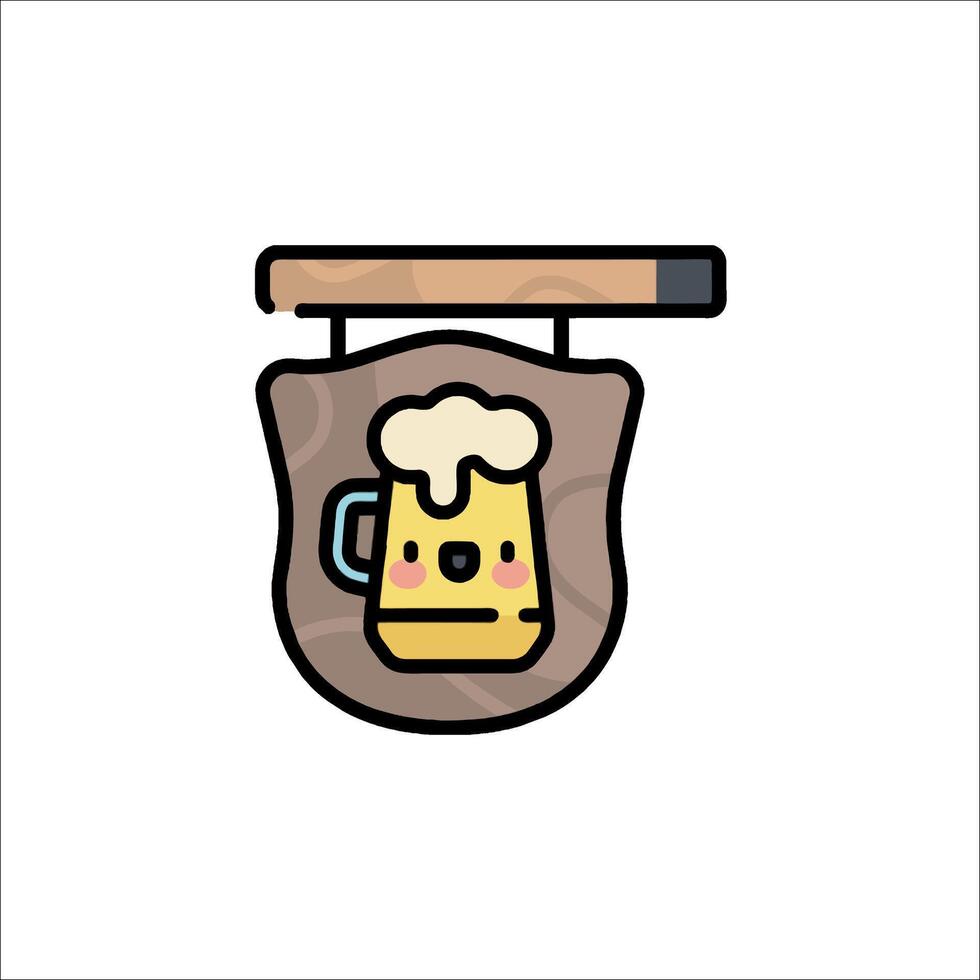 Beer mug icon with a wooden handle vector