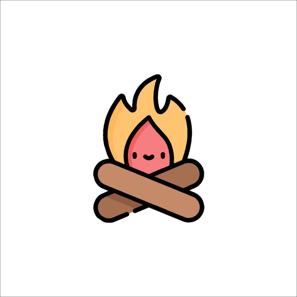 A cartoon fire with a stick and a stick vector